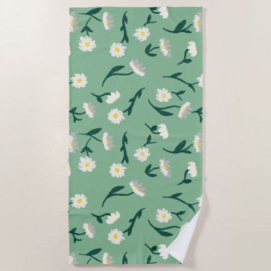 Green Daisy Beach Towel Strandlaken (Voorkant)