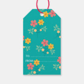 Green Daisy  Bouquet Pattern Dank je Cadeaulabel (Achterkant)