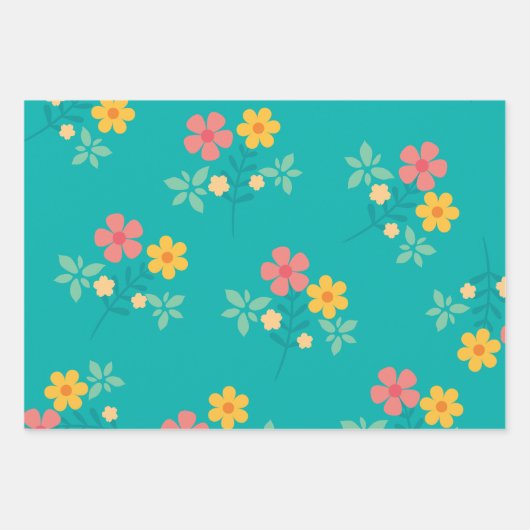 Green Daisy  Bouquet Pattern Inpakpapier Vel (Voorkant 2)