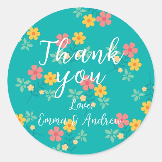 Green Daisy  Bouquet Pattern Ronde Sticker (Voorkant)