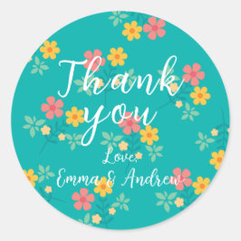 Green Daisy  Bouquet Pattern Ronde Sticker