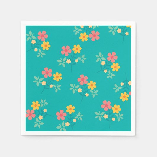 Green Daisy  Bouquet Pattern Servet (Voorkant)