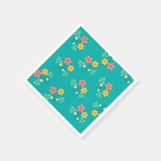 Green Daisy Bouquet Pattern Servet (Hoek)