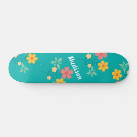 Green Daisy  Bouquet Pattern Skateboard (Horizontaal)