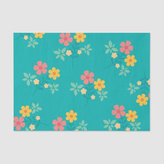 Green Daisy  Bouquet Pattern Tissuepapier (Voorkant)