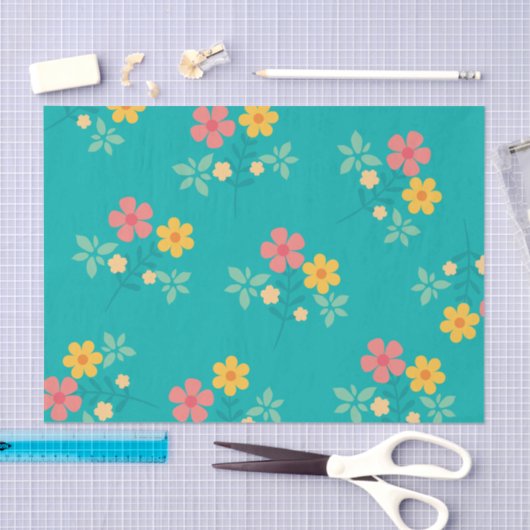 Green Daisy  Bouquet Pattern Tissuepapier (Craft)