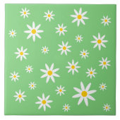 Green Daisy Ceramic Tile Tegeltje (Voorkant)