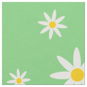 Green Daisy Fabric Stof (Close Up)