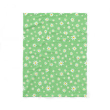 Green Daisy Fleece Blanket