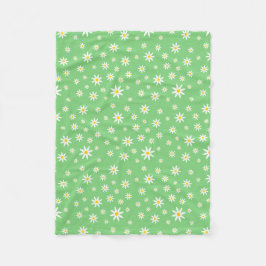 Green Daisy Fleece Blanket Deken
