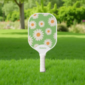 Green Daisy Floral Retro Pickleball Paddle