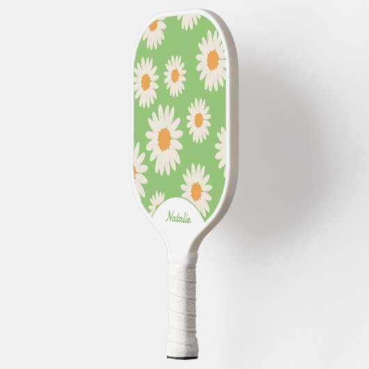 Green Daisy Floral Retro Pickleball Paddle (Links)