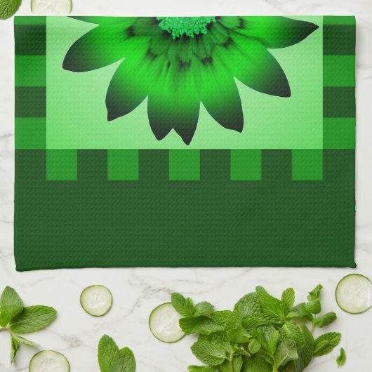 Green Daisy Flower #2 Kitchen Towel Theedoek (Gevouwen)