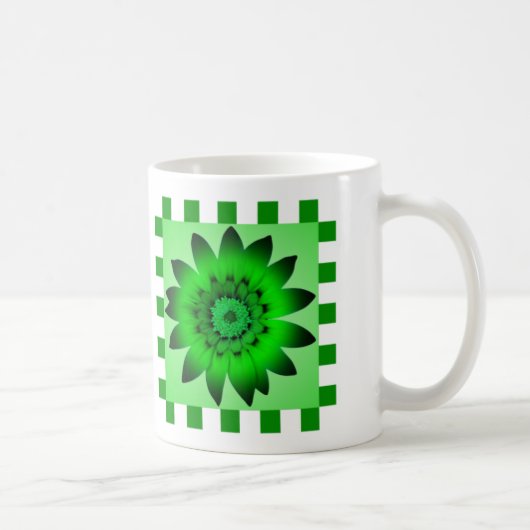 Green Daisy Flower, Pattern Stripes - Mok (Rechts)