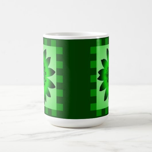 Green Daisy Flower, Pattern Stripes - Mok (Center)