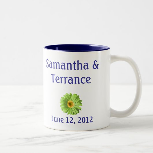 Green Daisy Flower Tweekleurige Koffiemok (Rechts)
