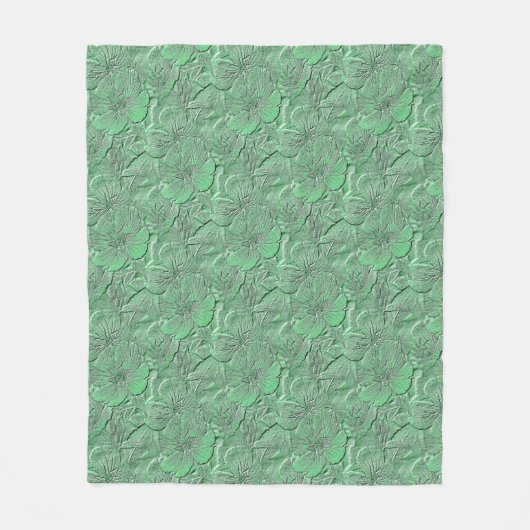 Green Daisy Flowers Natuur Art Pattern Fleece Deken (Voorkant)