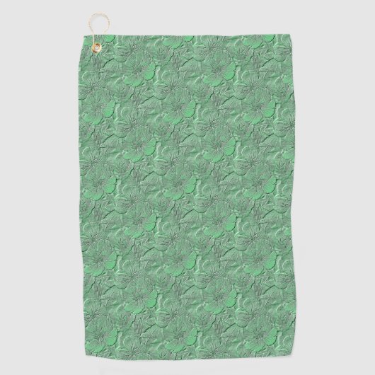 Green Daisy Flowers Natuur Art Pattern Golfhanddoek (Voorkant)