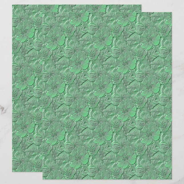 Green Daisy Flowers Natuur Art Pattern Scrapbook (Voorkant / Achterkant)