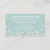 Green Daisy Flowers Pet Sitter Dog Walker petcare Visitekaartje (Achterkant)