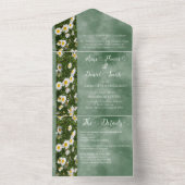 Green Daisy Formal All in One Wedding Uitnodiging (Binnen)