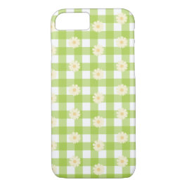 Green Daisy Gingham Pattern iPhone 8/7 Hoesje