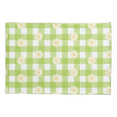 Green Daisy Gingham Pattern Kussensloop (Achterkant-Links)