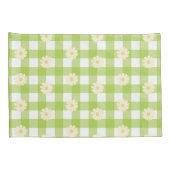 Green Daisy Gingham Pattern Kussensloop (Achterkant-Rechts)