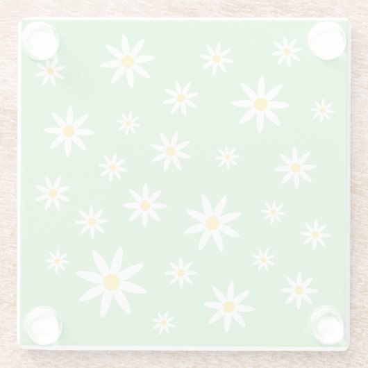 Green Daisy Glass Onderzetter Glazen Onderzetter (Achterkant)