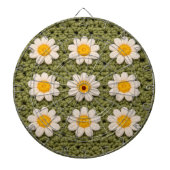 Green Daisy Granny Square Crochet Pattern Floral Dartbord (Voorkant)