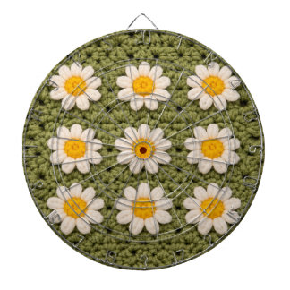 Green Daisy Granny Square Crochet Pattern Floral Dartbord