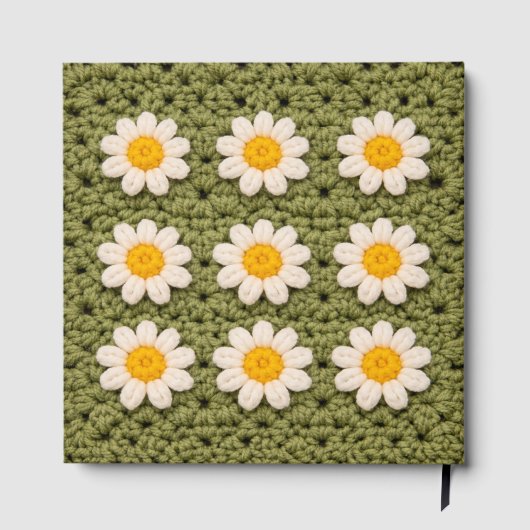 Green Daisy Granny Square Crochet Pattern Floral Gastenboek (Achterkant)