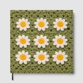 Green Daisy Granny Square Crochet Pattern Floral Gastenboek (Voorkant)