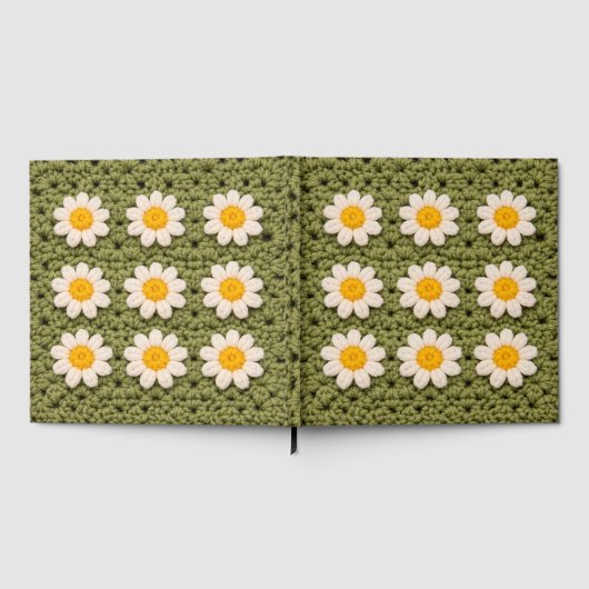 Green Daisy Granny Square Crochet Pattern Floral Gastenboek (Volledig)