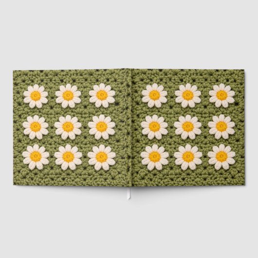 Green Daisy Granny Square Crochet Pattern Floral Gastenboek (Volledig)