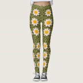 Green Daisy Granny Square Crochet Pattern Floral Leggings (Voorkant)