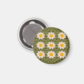 Green Daisy Granny Square Crochet Pattern Floral Magneet (Voorkant / Achterkant)