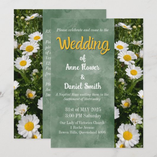 Green Daisy katholieke bruiloft Kaart (Voorkant / Achterkant)