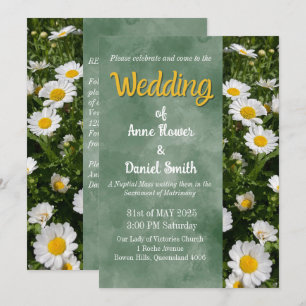 Green Daisy katholieke bruiloft Kaart