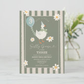Green Daisy Little Gekke Goose Boy 3e verjaardag Kaart (Staand voorkant)