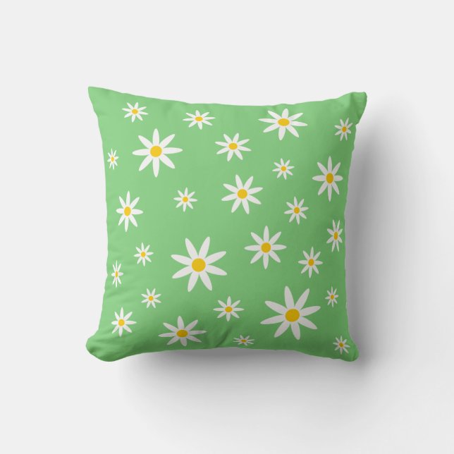Green Daisy Pillow Kussen (Voorkant)