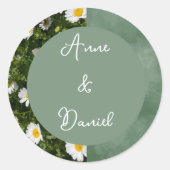 Green Daisy Ronde Sticker (Voorkant)