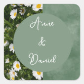Green Daisy Vierkante Sticker (Voorkant)