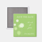 Green Daisy Wedding Save the Date Magnet (Voorkant / Achterkant)