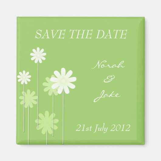 Green Daisy Wedding Save the Date Magnet (Voorkant)