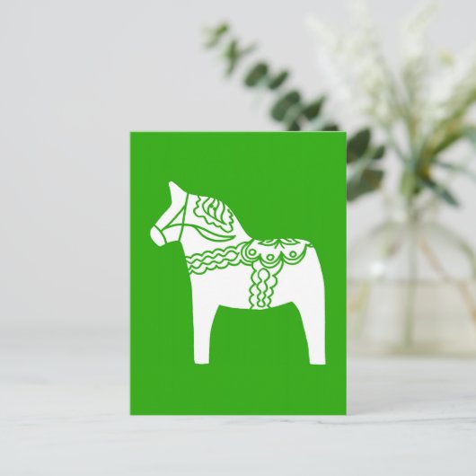 Green Dala Horse Briefkaart (Staand voorkant)