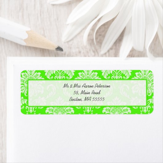 Green Damask  Adresetiketten Etiket (Insitu)