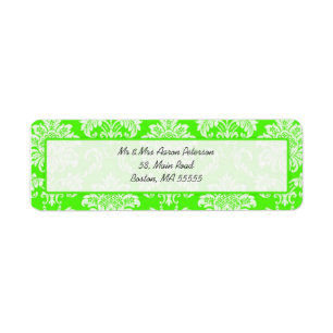 Green Damask  Adresetiketten Etiket