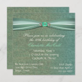 Green Damask Birthday uitnodiging (Voorkant / Achterkant)