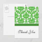 green damask bruiloft bedankt briefkaart (Voorkant / Achterkant)